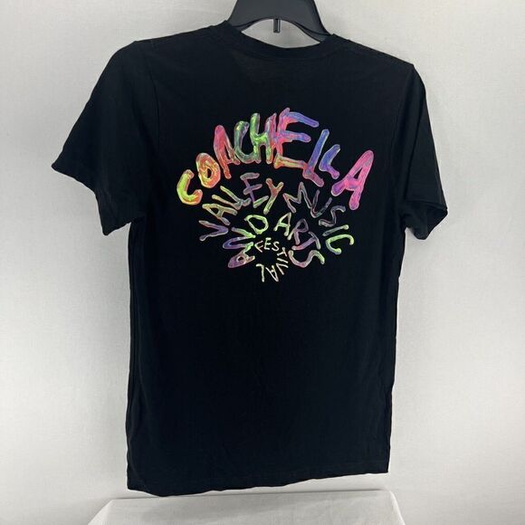 Coachella Women’s Short Sleeve Black Fitted Tee Tie Dyed Graphic Print Size M - Picture 5 of 6